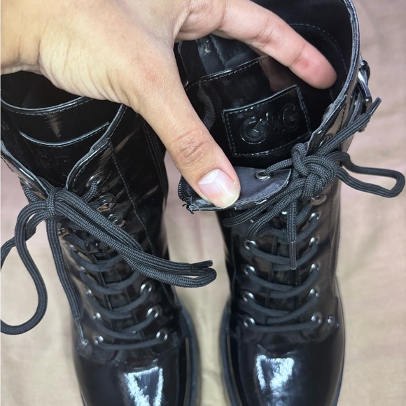 Black GBG Faux Leather Chunky Heel Boots - Picture 15 of 16